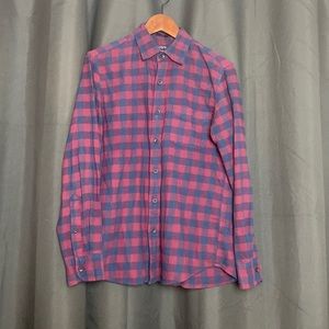 J crew flannel in burgundy & navy check size small